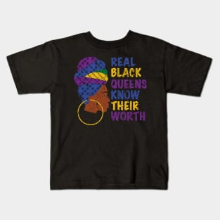 Real Black Queens Know Their Worth Kids T-Shirt